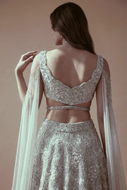 Champagne lehenga draped set